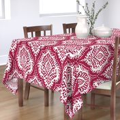 White Damask on Cranberry - large scale