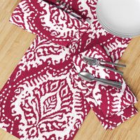 White Damask on Cranberry - large scale