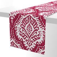 White Damask on Cranberry - large scale