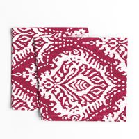 White Damask on Cranberry - large scale