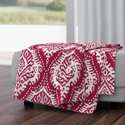 White Damask on Cranberry - large scale