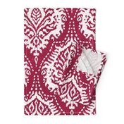 White Damask on Cranberry - large scale