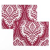 White Damask on Cranberry - large scale