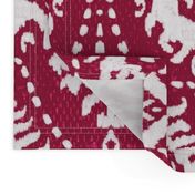 White Damask on Cranberry - large scale