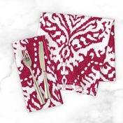 White Damask on Cranberry - large scale