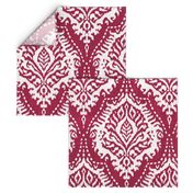 White Damask on Cranberry - large scale