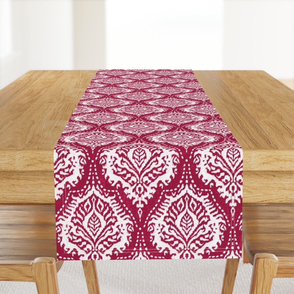 White Damask on Cranberry - medium scale