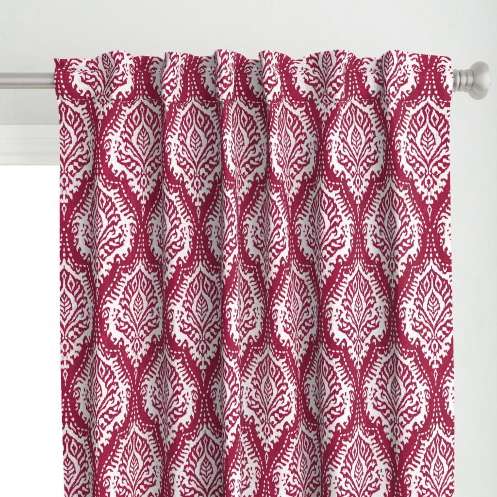 White Damask on Cranberry - medium scale