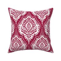 White Damask on Cranberry - medium scale