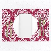 White Damask on Cranberry - medium scale