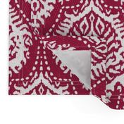 White Damask on Cranberry - medium scale