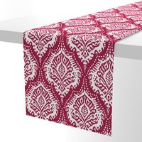 White Damask on Cranberry - medium scale