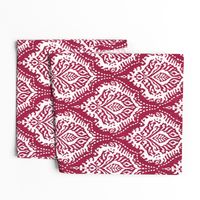 White Damask on Cranberry - medium scale