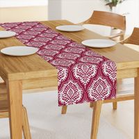 White Damask on Cranberry - medium scale