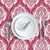 White Damask on Cranberry - medium scale