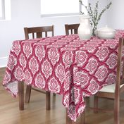 White Damask on Cranberry - medium scale