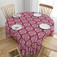 White Damask on Cranberry - medium scale