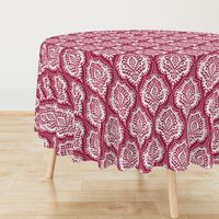 White Damask on Cranberry - medium scale