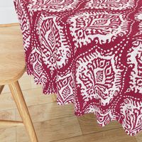 White Damask on Cranberry - medium scale