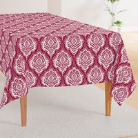 White Damask on Cranberry - medium scale