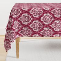 White Damask on Cranberry - medium scale