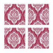 White Damask on Cranberry - medium scale