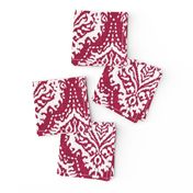 White Damask on Cranberry - medium scale