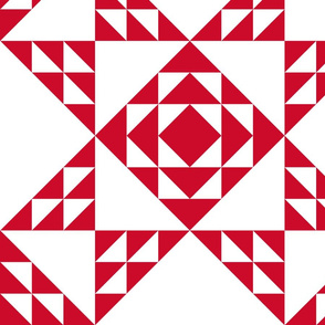 Red and White Star Cheater Quilt