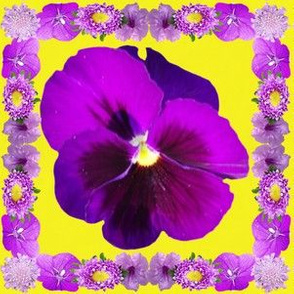 Hawaiian Floral Purple Pansy Flower Border