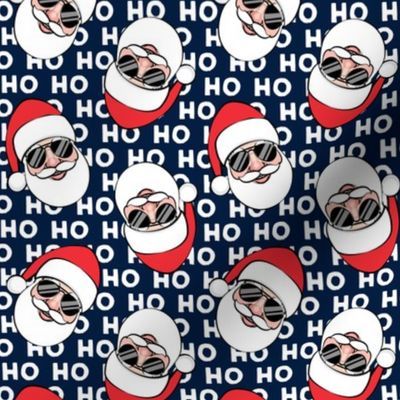 Santa Claus w/ sunnies - HO HO HO navy toss - Christmas C19BS