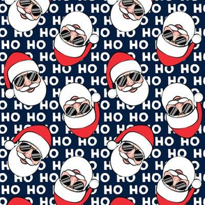 Santa Claus w/ sunnies - HO HO HO navy toss - Christmas C19BS