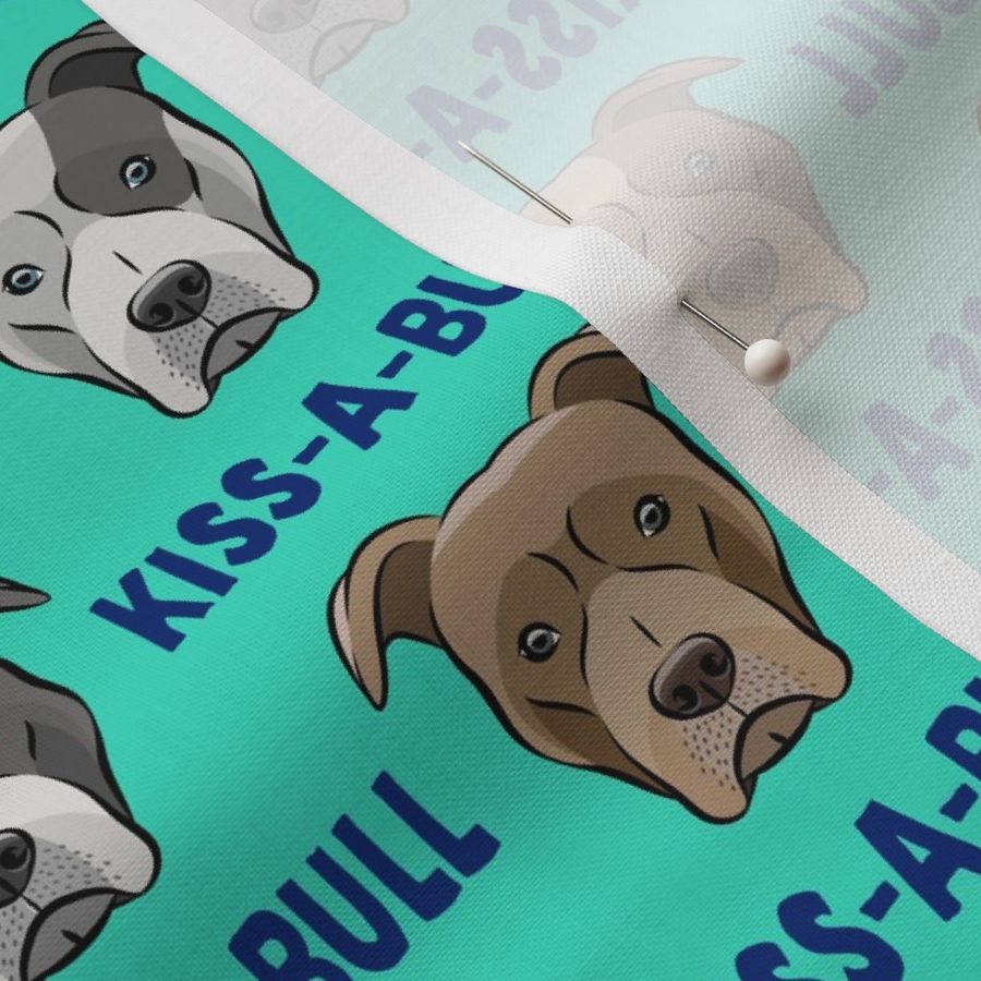 Kiss-a-bull - pit bulls - American Pit Bull Terrier dog - teal - LAD19