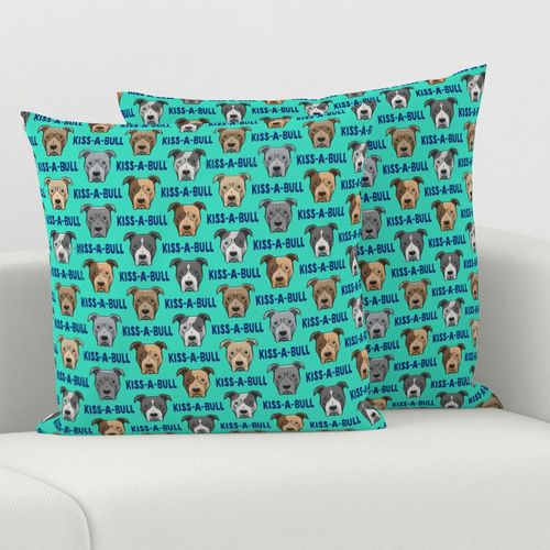 Kiss-a-bull - pit bulls - American Pit Bull Terrier dog - teal - LAD19