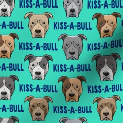 Kiss-a-bull - pit bulls - American Pit Bull Terrier dog - teal - LAD19