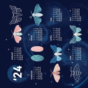 German 2024 Calendar, Monday / Silk Moth Galaxy