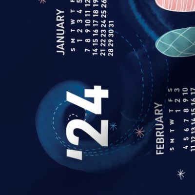 2024 Calendar, Sunday / Silk Moth Galaxy