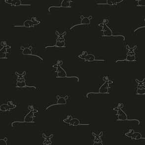 Line drawing of Mice.  Mouse pattern in black white.
