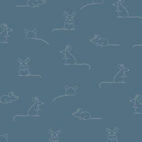 Line drawing of rat, mice at  plain Blue with beige