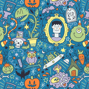 Halloween monster fun in blue