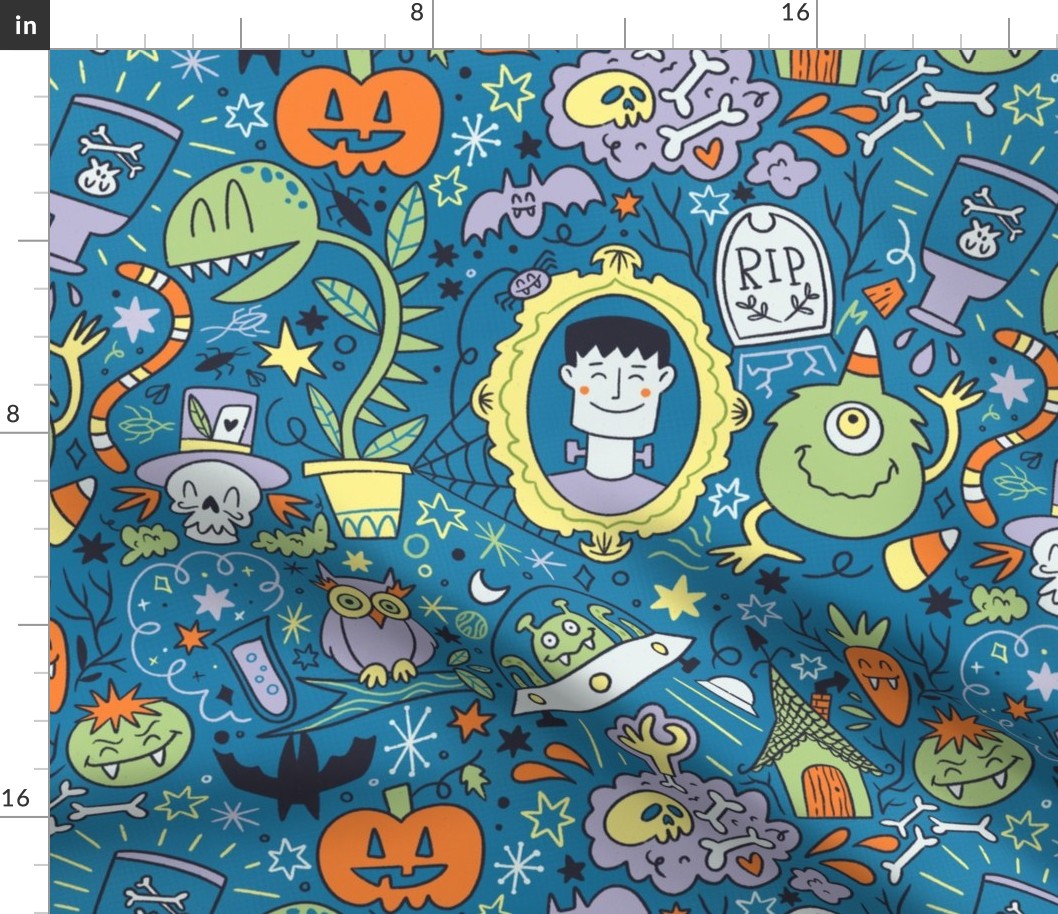 Halloween monster fun in blue