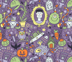 Halloween monster fun in purple