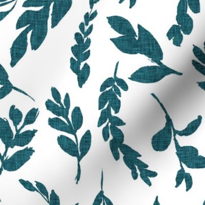 teal linen greenery