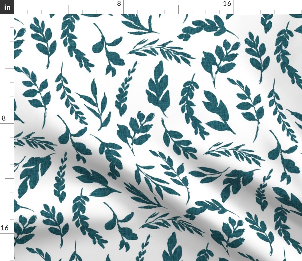 teal linen greenery