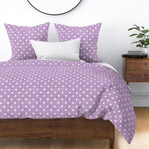 purple linen dots