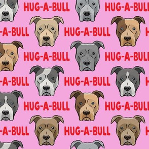 Hug-a-bull - pit bulls - American Pit Bull Terrier dog - red and pink - LAD19