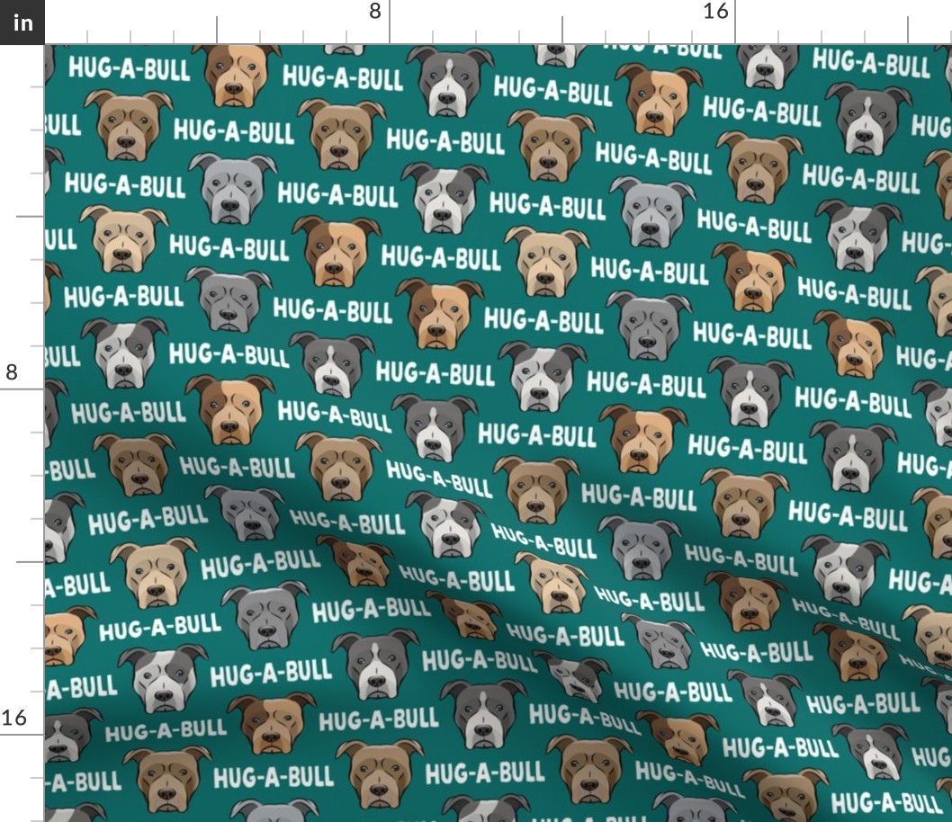 Hug-a-bull - pit bulls - American Pit Bull Terrier dog - teal - LAD19