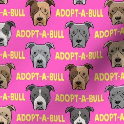 Adopt-a-bull - pit bulls - American Pit Bull Terrier dog - pink and yellow  - LAD19