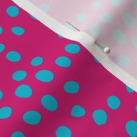 Pink + Blue Texture Dots in Hexagon Shape Fat Eighth // Bright + Playful Color with Geometric Floral and Botanical Motifs // Quilting Collection // Small Scale // ZirkusDesign