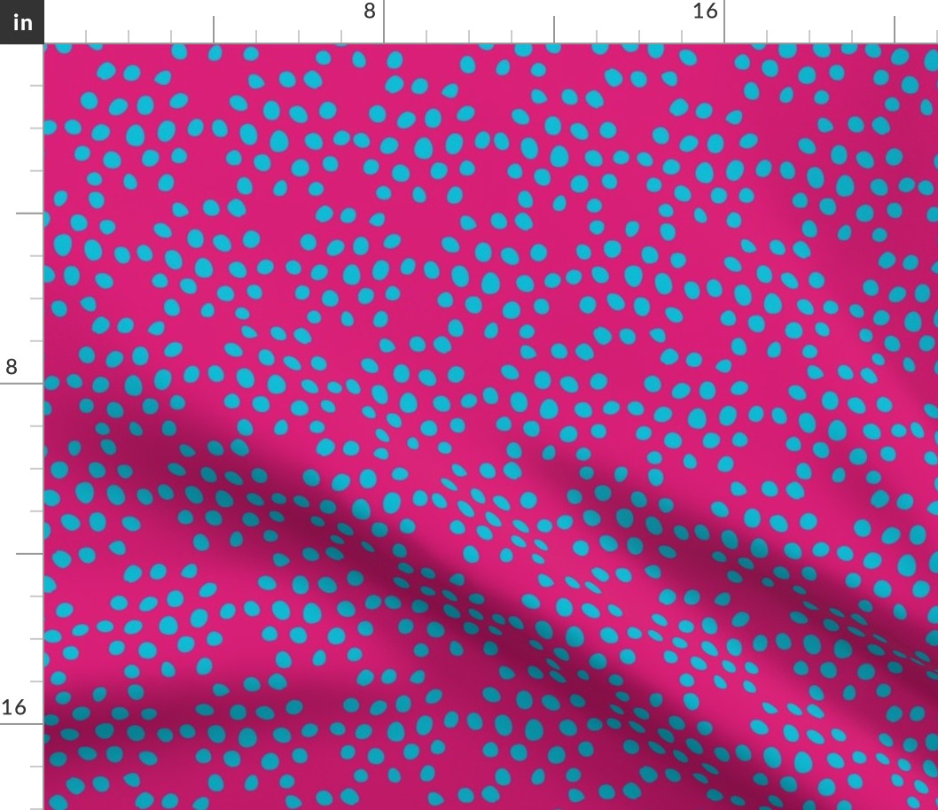 Pink + Blue Texture Dots in Hexagon Shape Fat Eighth // Bright + Playful Color with Geometric Floral and Botanical Motifs // Quilting Collection // Small Scale // ZirkusDesign