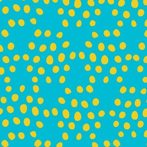 Aqua + Yellow Texture Dots in Hexagon Shape Fat Eighth // Bright + Playful Color with Geometric Floral and Botanical Motifs // Quilting Collection // Small Scale // ZirkusDesign